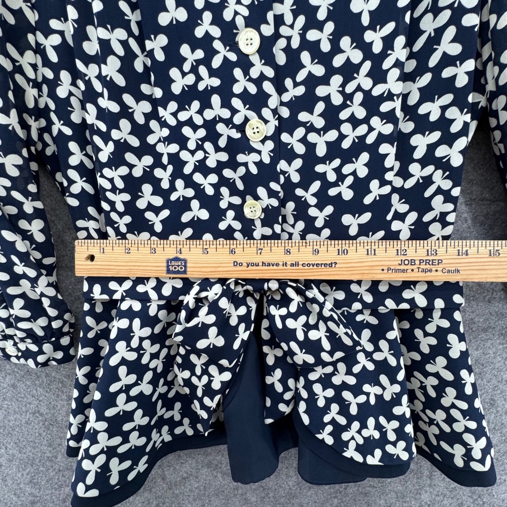 Richard Warren Women Silk Skirt Set Vintage Size 10 Floral Navy Dynasty Glam 80s - Picture 14 of 16